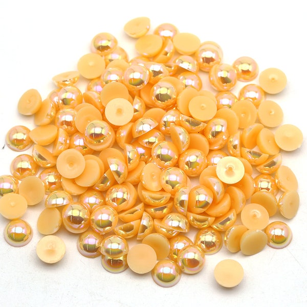 Peach AB Flat Back Pearls, Choose Size, 3mm, 4mm, 5mm, 6mm, 8mm or 10mm, Not-Hotfix