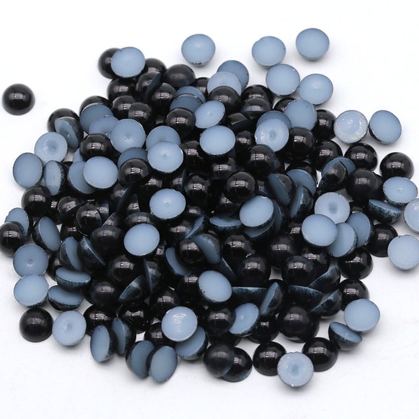 Black Flat Back Pearls, Choose Size, 3mm, 4mm, 5mm, 6mm, 8mm or 10mm, Not-Hotfix