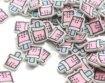 Strawberry Bubble Tea Slices Polymer Clay, Fake Sprinkles, Clay Slices, Sprinkles for Slime and Crafts