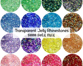 BULK Transparent Jelly Rhinestones 5000 pcs/3000 pcs, Resin Rhinestones, Bulk Rhinestones in 4mm and 5mm bulk bags