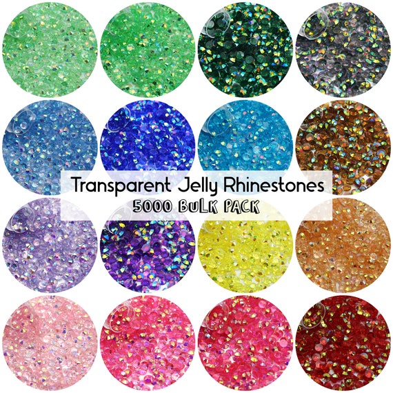 BULK Transparent Jelly Rhinestones 5000 Pcs/3000 Pcs, Resin Rhinestones,  Bulk Rhinestones in 4mm and 5mm Bulk Bags 