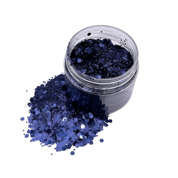 NAVY BLUE Chunky Glitter Mix, Loose Glitter, Polyester Glitter, Solvent Resistant, Premium Quality Glitter for Tumblers, 1 oz Resealable Bag