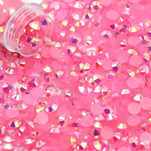 Rose AB Jelly Flatback Resin Rhinestones Pack of 1000, Choose Size 3mm, 4mm or 5mm, Faceted Resin Rhinestones, Not-Hotfix
