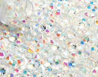 Transparent AB Jelly Flatback Resin Rhinestones Pack of 1000, Choose Size 2mm, 3mm, 4mm or 5mm, Faceted Resin Rhinestones, Not-Hotfix