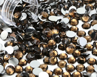 Dark Smoked Topaz Flatback Resin Rhinestones 1000pcs, Choose Size and Color 3mm, 4mm or 5mm, Faceted Resin Rhinestones, Not-Hotfix