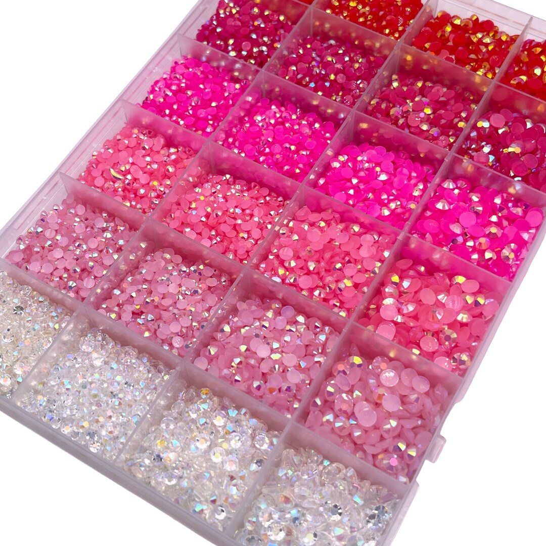 Pink and Reds Jelly Rhinestone Box, Starter Bling Kit, Mixed Size ...