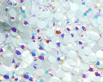 White AB Jelly Flatback Resin Rhinestones Pack of 1000, Choose Size 3mm, 4mm or 5mm, Faceted Resin Rhinestones, Not-Hotfix