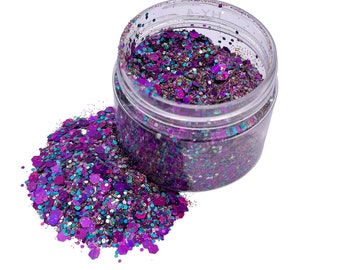 Hypnotic Purple Chunky Glitter, Loose Glitter, Polyester Glitter, Solvent Resistant, Premium Quality Glitter for Tumblers, 1 oz Bottle