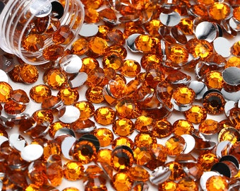 Orange Resin Flatback Rhinestones 1000pcs, Choose Size and Color 4mm or 5mm, Faceted Resin Rhinestones, Not-Hotfix