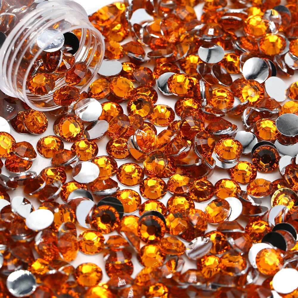 BEADSLAND Orange Rhinestones, Flatback Crystal Rhinestones for Craft, SS16,  1440PCS 