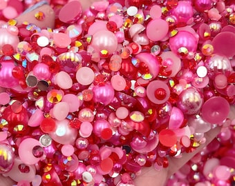 Tipsy Cupid Pearl Mix, Flatback Pearls and Rhinestone Mix, Sizes Range 3MM-10MM, Flatback Jelly Resin, Faux Pearls Mix, Mixed Sizes