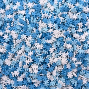 Blue Snowflake Polymer Clay Sprinkle Mix, Fake Sprinkles, Clay Slices for Nail Art and Slime