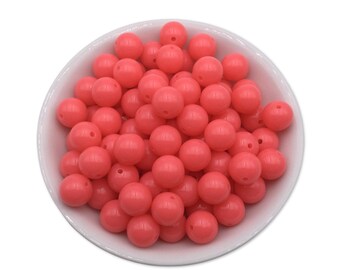 50 Neon Pink Bubblegum Beads 12mm, Acrylic Beads, Chunky Beads for Jewelry