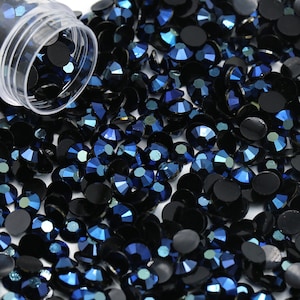 Navy Blue AB Jelly Flatback Resin Rhinestones Pack of 1000, Choose Size 2mm/3mm/4mm/5mm, Faceted Resin Rhinestones, Not-Hotfix