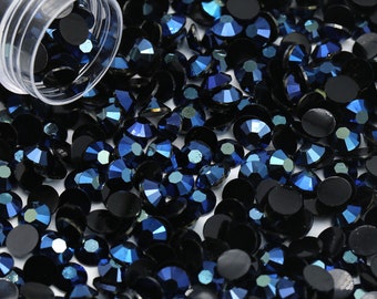 Navy Blue AB Jelly Flatback Resin Rhinestones Pack of 1000, Choose Size 2mm/3mm/4mm/5mm, Faceted Resin Rhinestones, Not-Hotfix