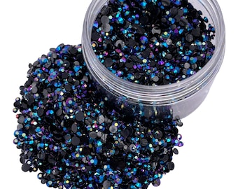 Plated Purple AB Mixed Size Jelly Resin Rhinestone 4oz Jar, Mixed Sized 2-5mm, Non-Hotfix, Flatback Resin Rhinestone, Bulk Rhinestone Jars