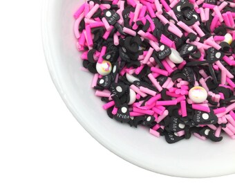 Pink Ouija Polymer Clay Mix, Fake Sprinkles, Jimmies, Sprinkles for Slime and Crafts