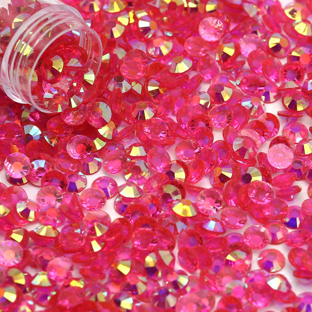 Hot Pink AB Transparent Jelly Flatback Resin Rhinestones Pack of 1000 ...