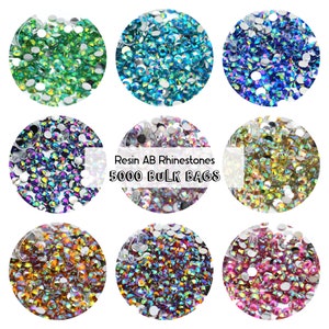 5000 BULK AB Flatback Resin Rhinestones, Choose Size and Color 4mm or 5mm, Faceted Resin Rhinestones, Not-Hotfix