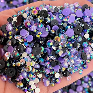 Sea Witch Pearl Mix, Flatback Pearls and Rhinestone Mix, Sizes Range 3MM-6MM, Flatback Jelly Resin, Faux Pearls Mix, Mixed Sizes