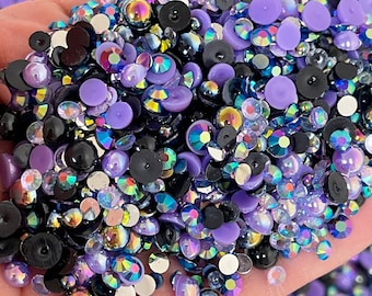 Sea Witch Pearl Mix, Flatback Pearls and Rhinestone Mix, Sizes Range 3MM-6MM, Flatback Jelly Resin, Faux Pearls Mix, Mixed Sizes