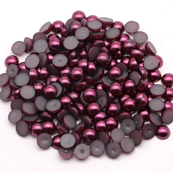 Burgundy Flat Back Pearls, Choose Size, 3mm, 4mm, 5mm, 6mm, 8mm or 10mm, Not-Hotfix