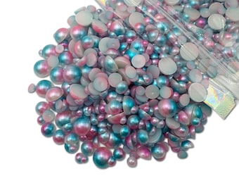 Pink and Blue Mixed Sizes Flatback Pearl 1000 Pieces, Sizes Range 3MM-8MM, Faux Pearls Mix, Mixed Sizes