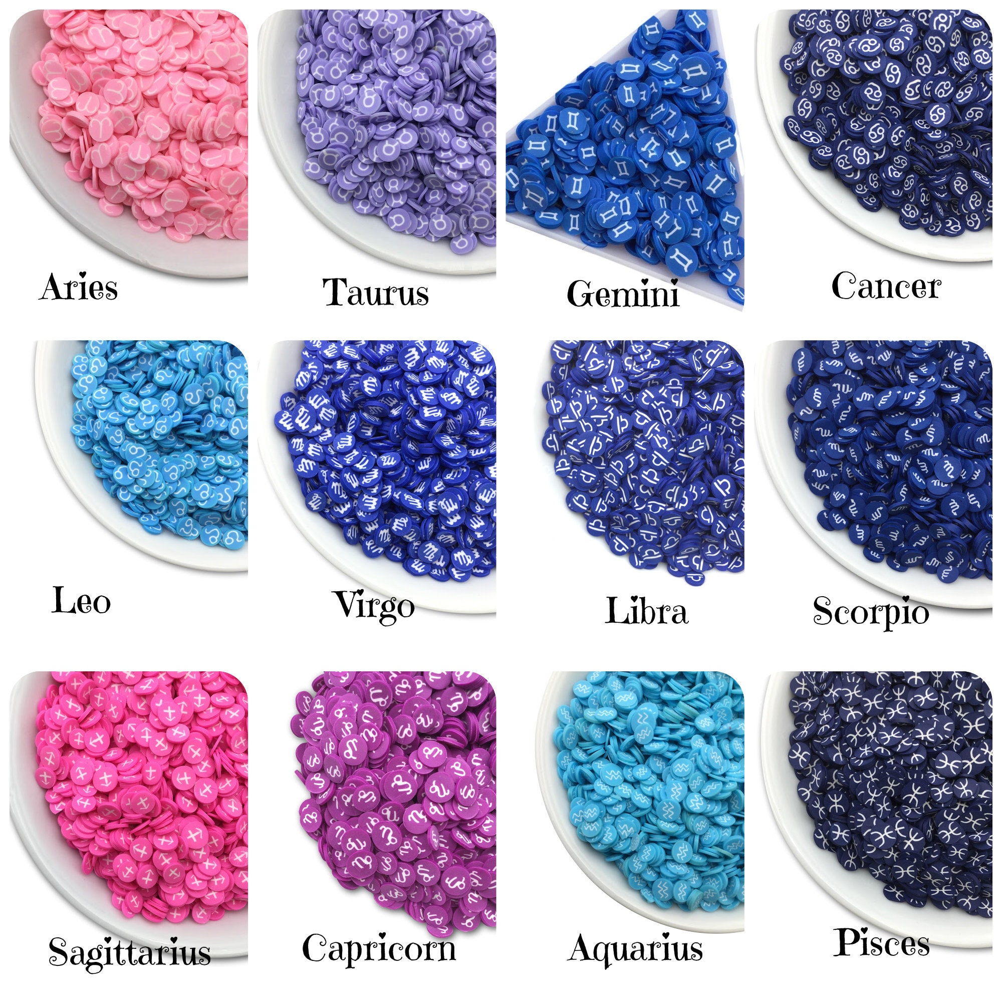 Zodiac Slices Polymer Clay, Fake Sprinkles, Clay Slices, Jimmies, Spr…