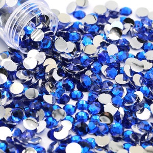 Sapphire Flatback Resin Rhinestones 1000pcs, Choose Size and Color 3mm, 4mm or 5mm, Faceted Resin Rhinestones, Not-Hotfix