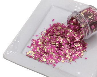 LUXE PINK Chunky Glitter 10g Jar, Loose Glitter, Polyester Glitter, Solvent Resistant, Premium Quality Glitter for Tumblers