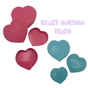 3pc Set Heart Shaped Rhinestone Sorting Tray