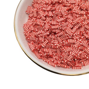 Peppermint Candy Cane Sprinkles, Polymer Clay Slices, Fake Sprinkles, Jimmies, Sprinkles for Slime and Crafts - 3385