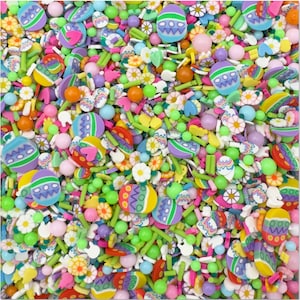 Bunny Trail Polymer Clay Slices, Easter Polymer Clays, Fake Sprinkles, Clay Slices for Nail Art and Slime