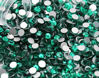 Peacock Green Glass Flatback Rhinestone