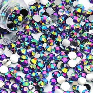 Blue Purple AB Flatback Resin Rhinestones, 1,000pcs Bag, Choose Size and Color 4mm or 5mm, Faceted Resin Rhinestones, Not-Hotfix