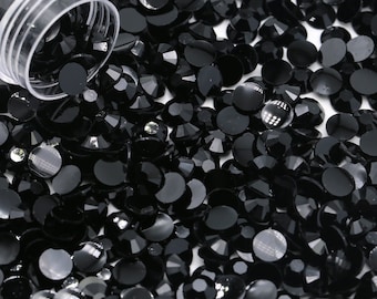 Jet Black Jelly Flatback Resin Rhinestones Pack of 1000, Choose Size 4mm or 5mm, Faceted Resin Rhinestones, Not-Hotfix