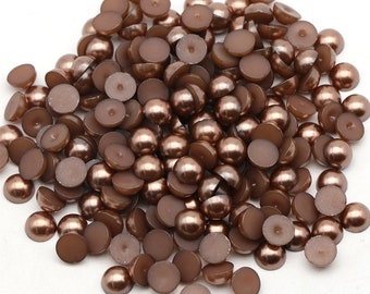 Dark Topaz Brown Flat Back Pearls, Choose Size, 3mm, 4mm, 5mm, 6mm, 8mm or 10mm, Not-Hotfix