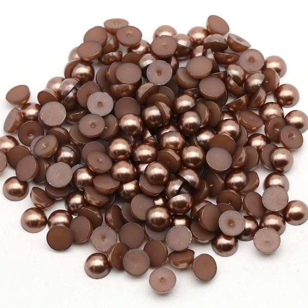 Dark Topaz Brown Flat Back Pearls, Choose Size, 3mm, 4mm, 5mm, 6mm, 8mm or 10mm, Not-Hotfix