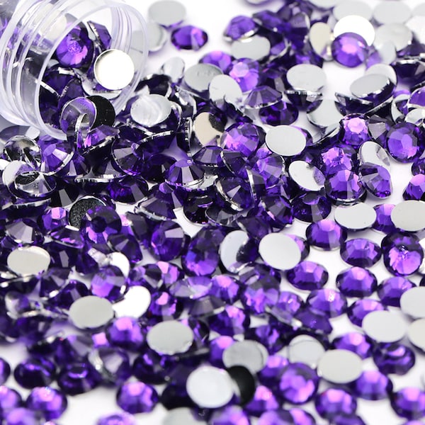 Tanzanite Purple Flatback Resin Rhinestones 1000pcs, Choose Size and Color 3mm, 4mm or 5mm, Faceted Resin Rhinestones, Not-Hotfix