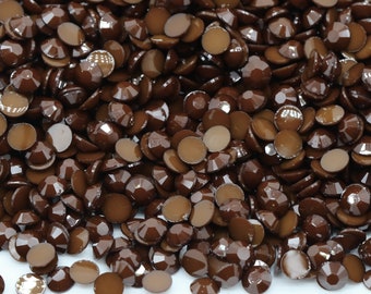 Brown Opaque Jelly Flatback Resin Rhinestones Pack of 1000, Choose Size 3mm, 4mm or 5mm, Faceted Resin Rhinestones, Not-Hotfix