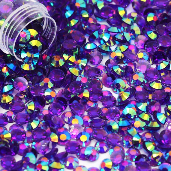 Light Purple AB Transparent Jelly Flatback Resin Rhinestones Pack of 1000,  Choose Size 4mm or 5mm, Faceted Resin Rhinestones, Not-Hotfix