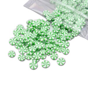 Green Peppermint Polymer Clay Slices, Fake Sprinkles, Deco Jimmies, Clay Slices for Nail Art, Resin Crafts and Slime
