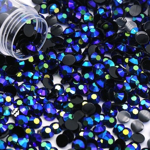 Plated Blue Jelly Flatback Resin Rhinestones Pack of 1000, Choose Size 2mm/3mm/4mm/5mm, Faceted Resin Rhinestones, Not-Hotfix