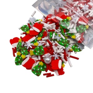 Christmas Mix Polymer Clay Slices, Christmas Polymer Clay Slices, Fake Sprinkles, Jimmies, Clays for Resin Crafts and Slime