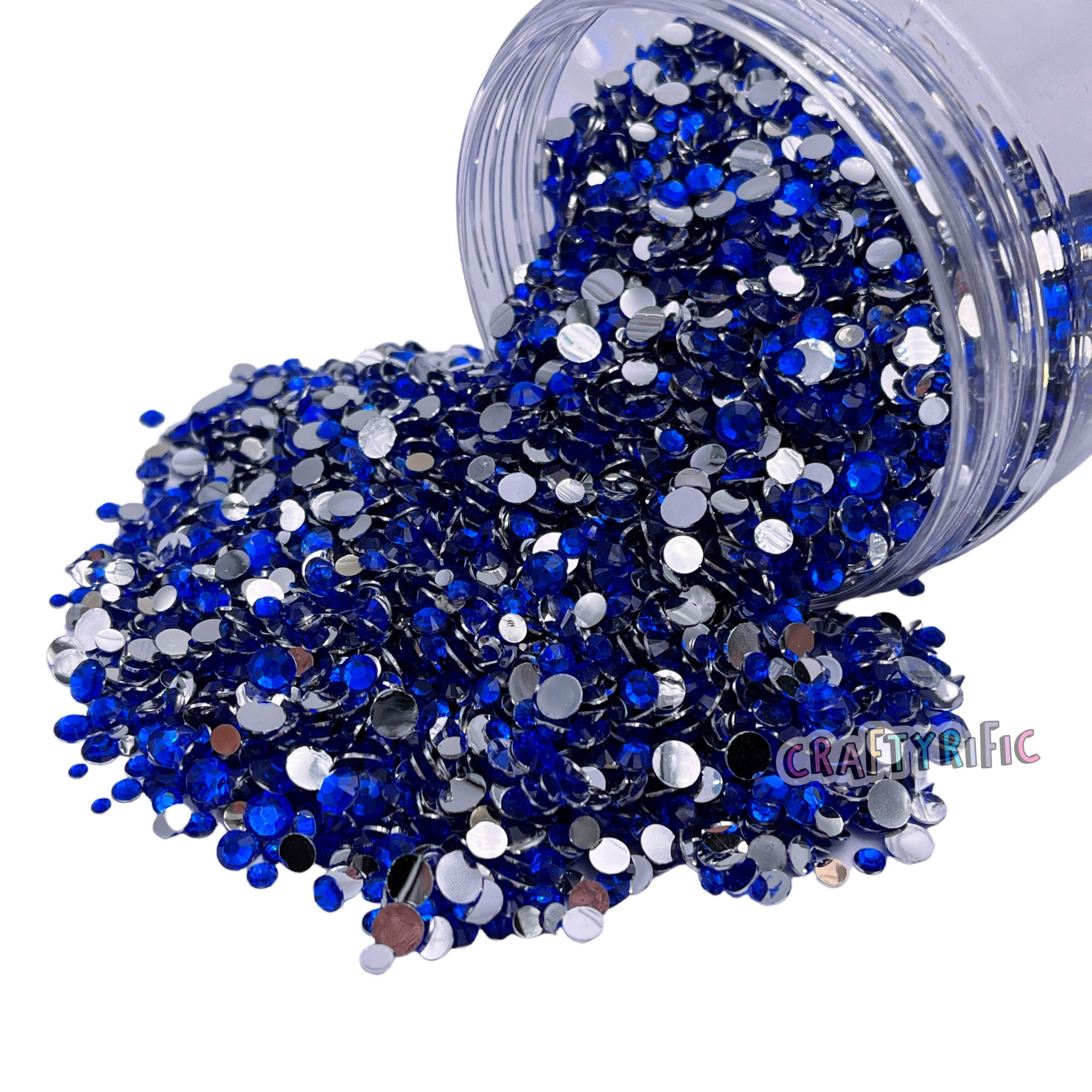 Mix Size Rhinestone Sapphire Mixed Size Resin Rhinestone 4oz Jar, Mixed Sized 2-5mm, Non ...