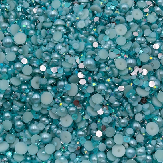 Ocean Breeze Pearl Mix, Flatback Pearls and Rhinestone Mix, Sizes