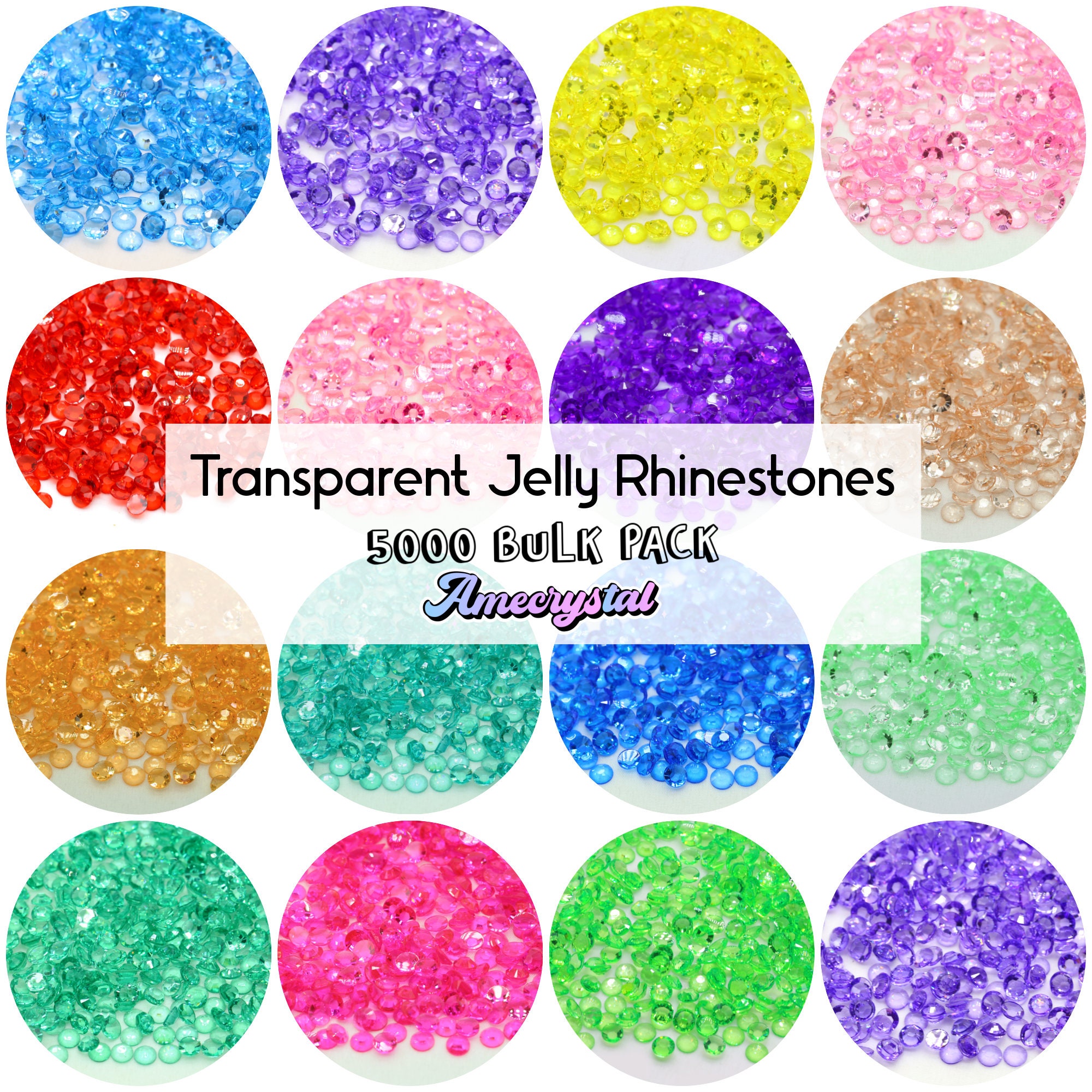 BULK Transparent Jelly Rhinestones 5000 Pcs/3000 Pcs, Resin Rhinestones,  Bulk Rhinestones in 4mm and 5mm Bulk Bags 