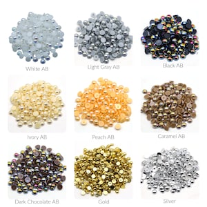 AB Flat Back Pearls, Half Pearls, Choose Size and Color, 3mm, 4mm, 5mm, 6mm, 8mm or 10mm, Not-Hotfix