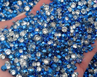 Sapphire Blue Metallic Resin Rhinestones Mixed Sizes 1500pcs