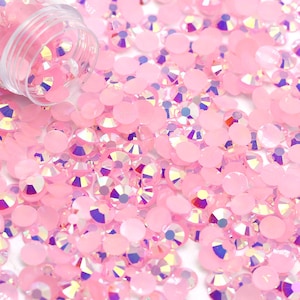 Light Rose AB Jelly Flatback Resin Rhinestones Pack of 1000, Choose Size 3mm, 4mm or 5mm, Faceted Resin Rhinestones, Not-Hotfix